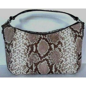 New Michael Kors Fulton Medium Top Zip Shoulder bag Embossed Leather Dark Sand